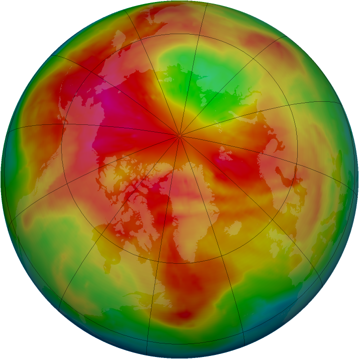 Arctic ozone map for 13 March 2010